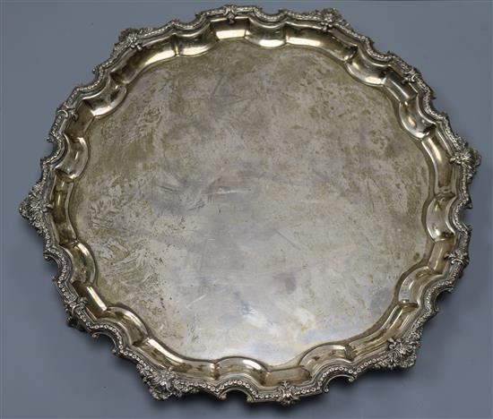 A 1950s silver salver, Poston Products Ltd, Sheffield, 1955, 21.5 oz.